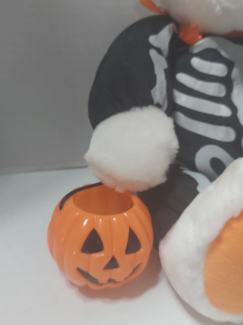 Hallmark White & Orange Halloween Skeleton Bear Plush